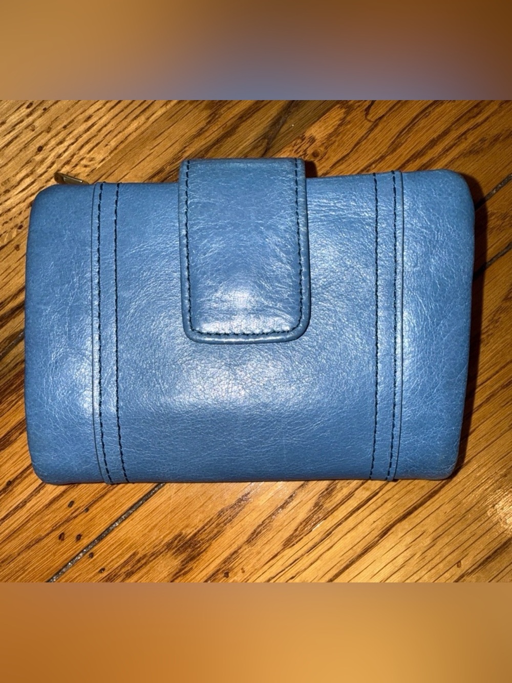 Fossil Leather Trifold Wallet with Gold Logo